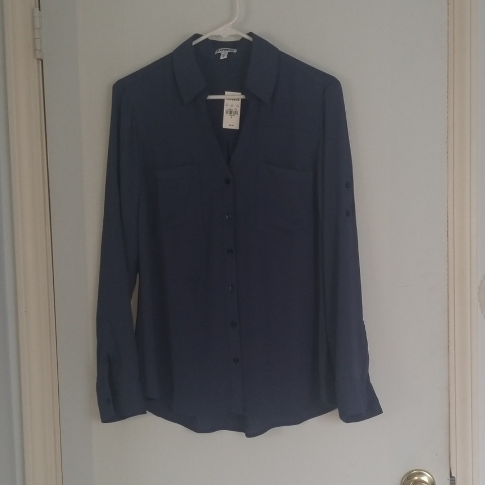 NWT Sheer Blue Button Up